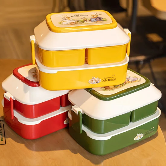 Caja plástica de Bento del almuerzo del compartimiento 3 del contenedor de almacenamiento de alimentos del agente de compra de Yiwu para los niños